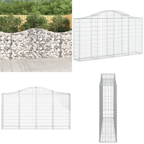 Kaareva kivikori 200x30x100/120 cm galvanoitu rauta - Kivikori - Kivikorit - Home & Living