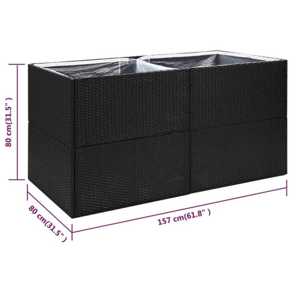 Plantekasse 157x80x80 cm polyrattan sort - Haveplantekasse - Haveplantekasser - Home & Living