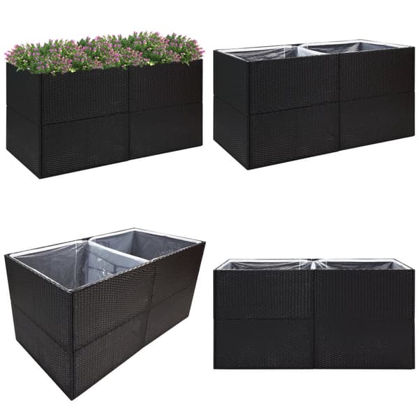 Plantekasse 157x80x80 cm polyrattan sort - Haveplantekasse - Haveplantekasser - Home & Living