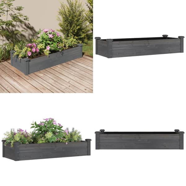 Kukkalaatikko vuorauksella harmaa 120x45x25 cm täysi kuusi - Kukkaruukku - Kukkalaatikko - Home & Living
