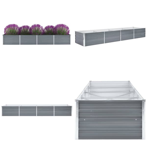 Forhøjet plantekasse 320x80x45 cm galvaniseret stål grå - Plantekasse - Plantekasser - Home & Living
