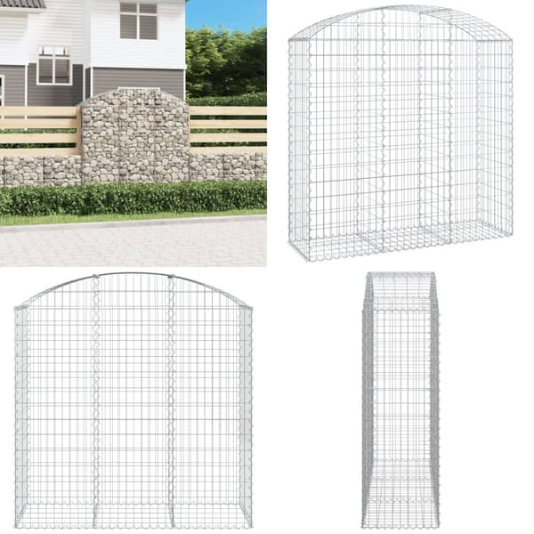 Kaareva kivikori 150x50x140/160 cm galvanoitu rauta - Kivikori - Kivikorit - Home & Living