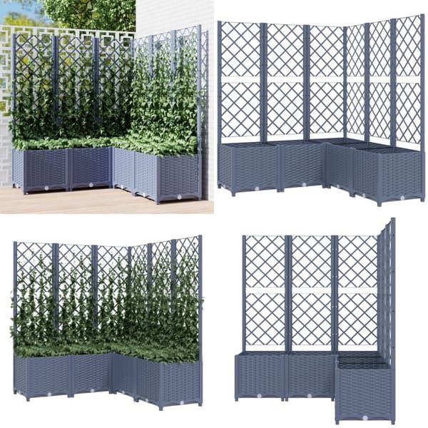 Plantekasse med espalier 120x120x136 cm PP mørkegrå - Plantekasse - Plantekasser - Home & Living