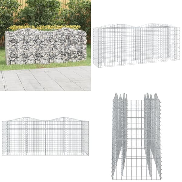 Gabion bågformad 200x50x100 cm galvaniserat järn - Upphöjd Planteringsgabion - Upphöjda Planteringsgabioner - Home & Living