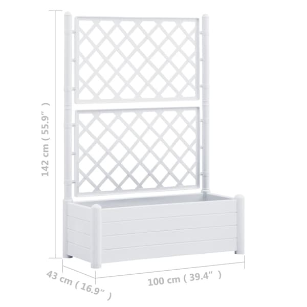 Plantekasse med espalier 100x43x142 cm PP hvid - Plantekasse - Plantekasser - Home & Living