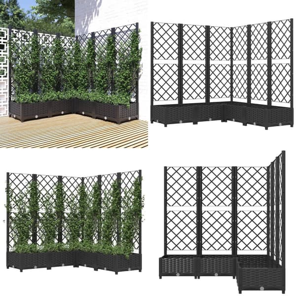 Plantekasse med espalier 120x120x121,5 cm PP sort - Plantekasse - Plantekasser - Home & Living