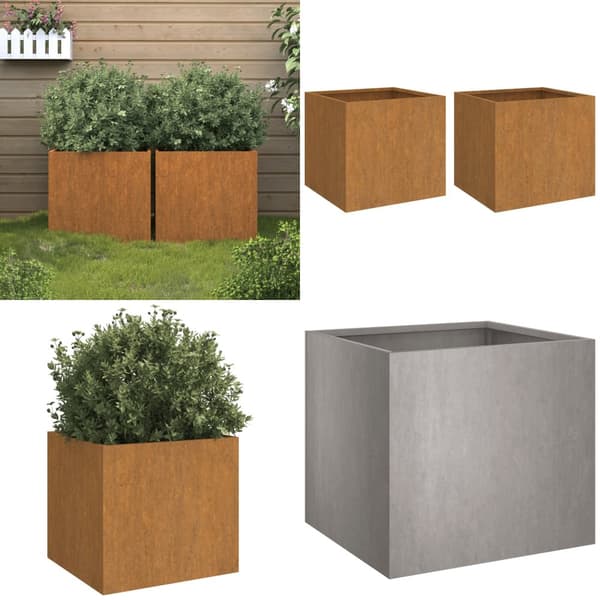 Plantekasser 2 stk. 32x30x29 cm cortenstål - Plantekasse - Plantekasser - Home & Living