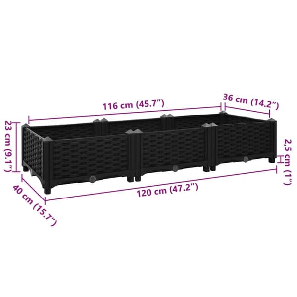 Højbed 120x40x23 cm polypropylen - Højbed - Højbede - Home & Living