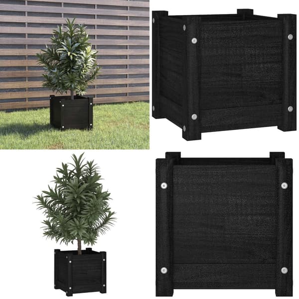 Odlingslåda svart 31x31x31 cm massiv furu - Odlingslåda - Odlingslådor - Home & Living