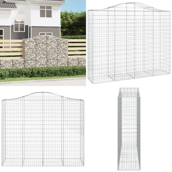 Kaareva kivikori 200x50x160/180 cm galvanoitu rauta - Kivikori - Kivikorit - Home & Living