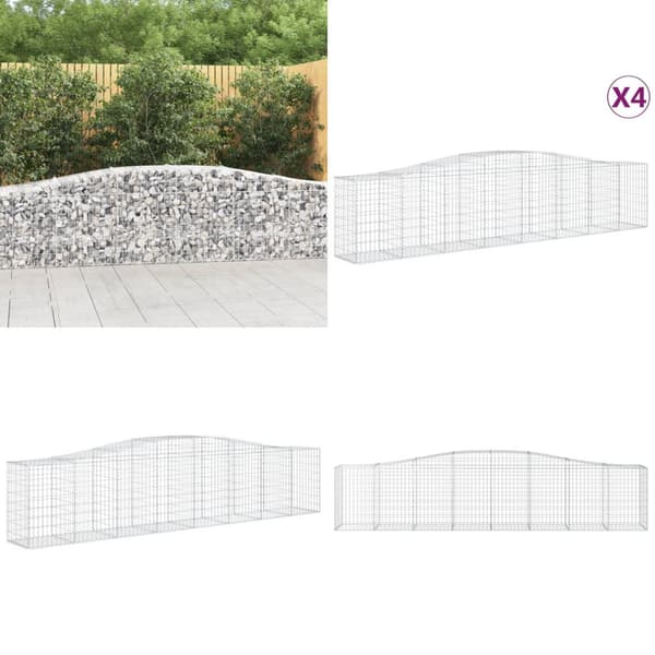 Buede gabionkurve 4 stk. 400x50x80/100 cm galvaniseret jern - Gabion-kurv - Gabion-kurve - Home & Living