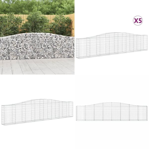Buede gabionkurve 5 stk. 400x30x80/100 cm galvaniseret jern - Gabion-kurv - Gabion-kurve - Home & Living