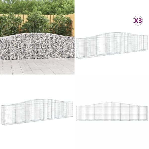 Kaarevat kivikorit 3 kpl 400x30x80/100 cm galvanoitu rauta - Kivikori - Kivikorit - Home & Living