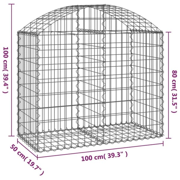 Buet gabionkurv 100x50x80/100 cm galvaniseret jern - Gabion-kurv - Gabion-kurve - Home & Living