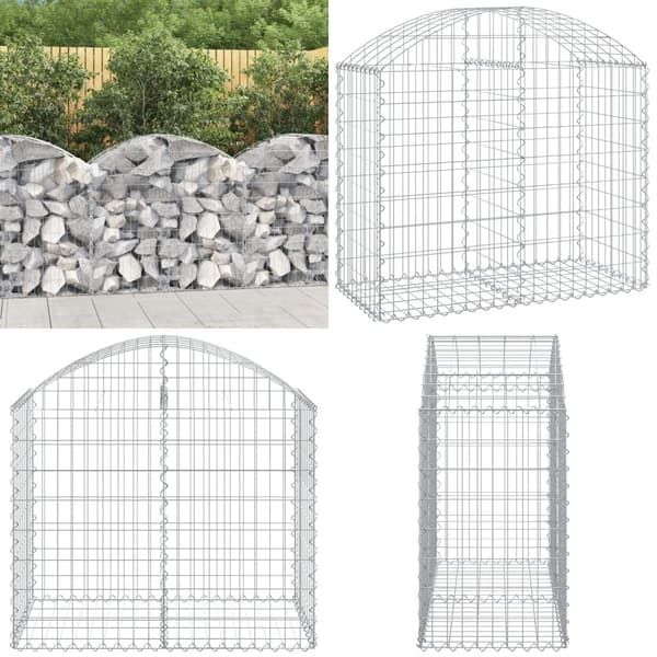 Gabion bågformad 100x50x80/100 cm galvaniserat järn - Gabion - Gabioner - Home & Living
