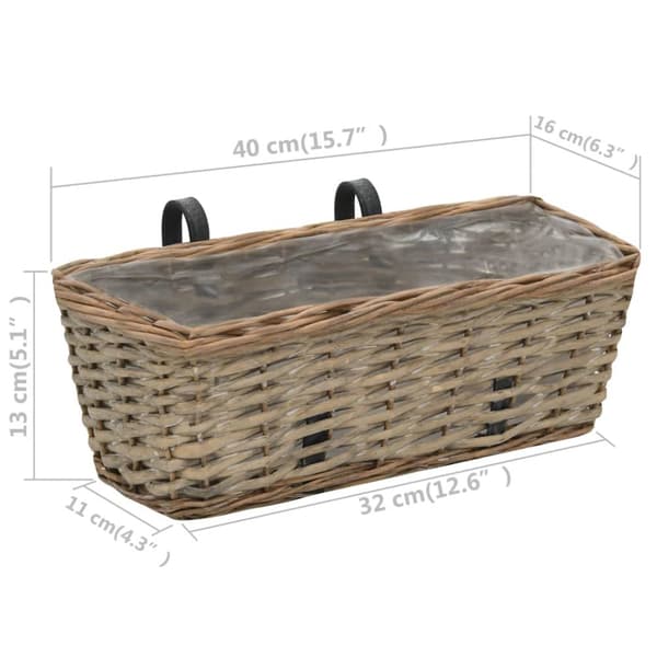 Plantekasse til balkonen 2 stk. Kurveflet med PE-foring 40 cm - Balkonplantekasse - Balkonplantekasser - Home & Living