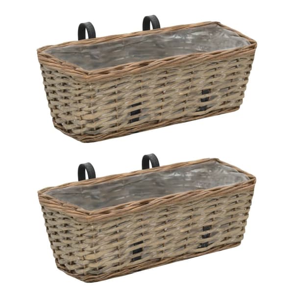 Plantekasse til balkonen 2 stk. Kurveflet med PE-foring 40 cm - Balkonplantekasse - Balkonplantekasser - Home & Living