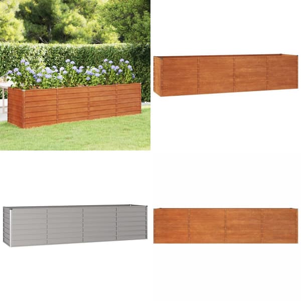 Korotettu kukkalaatikko ruoste 320x80x77 cm Corten teräs - Puutarhan Korotettu Kukkalaatikko - Puutarhan Korotetut Kukkalaatikot - Home & Living