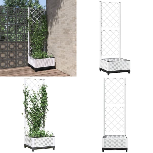 Plantekasse med espalier 40x40x121,5 cm PP hvid - Plantekasse - Plantekasser - Home & Living