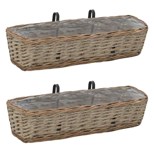 Plantekasse til balkonen 2 stk. Kurveflet med PE-foring 60 cm - Balkonplantekasse - Balkonplantekasser - Home & Living