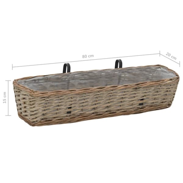 Plantekasse til balkonen 2 stk. Kurveflet med PE-foring 80 cm - Balkonplantekasse - Balkonplantekasser - Home & Living