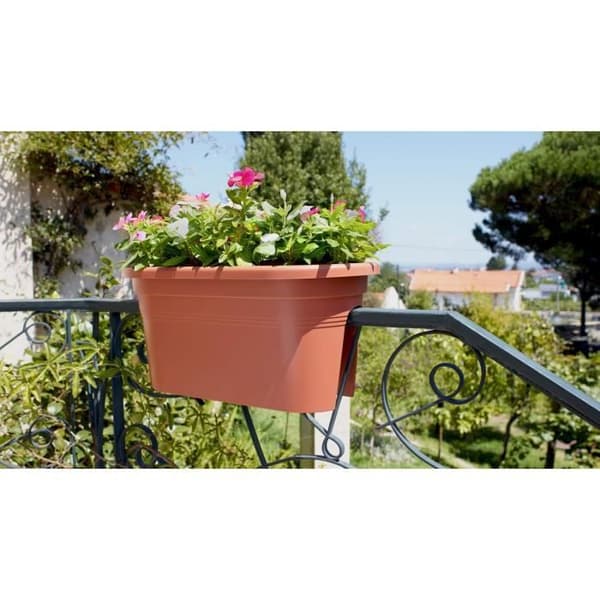 ARTEVASI Planteringskärl för balkong Venezia - 30 x 60 x H 27 cm - 18 L - Antracitgrå