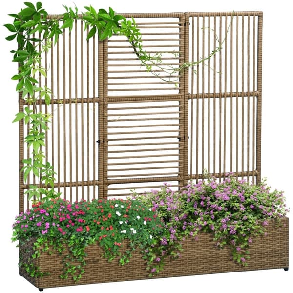 Rootz Plant Kruka - Blomlåda med spaljé - Väderbeständig plantering - Hållbar och underhållsfri - Idealisk för olika växter - 103 cm x 103 cm x 29 cm