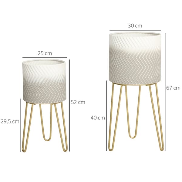 Rootz Set med 2 blomsterställ - Växtställ - Dekorativa växthållare - Metallram - Stabilitet - Unik bendesign - Enkel montering - Ø30 x 67H cm / Ø25 x