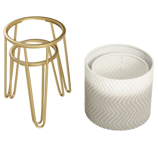 Rootz Set med 2 blomsterställ - Växtställ - Dekorativa växthållare - Metallram - Stabilitet - Unik bendesign - Enkel montering - Ø30 x 67H cm / Ø25 x