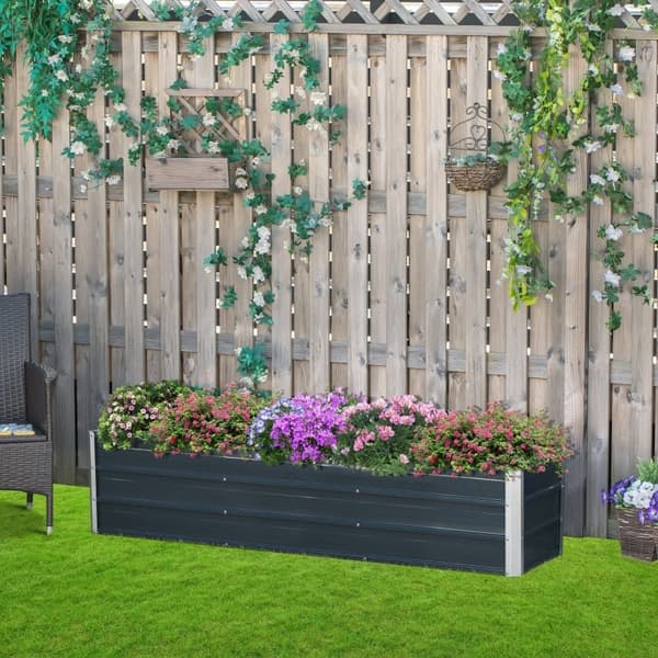 Rootz Højbed Stål Haveplantekasse - Blomsterkasse - Plantekasse - Ukrudtsfri - Ekstra dybt design - Anti-rustbelægning - 183cm x 47cm x 40cm