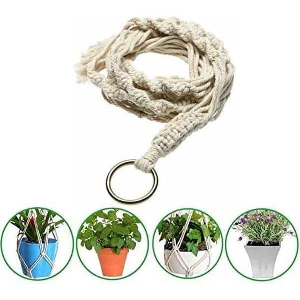 2 stycken Macramé växthängarrep - hängande krukhållare för blomma - inomhus utomhus trädgårdsdekoration