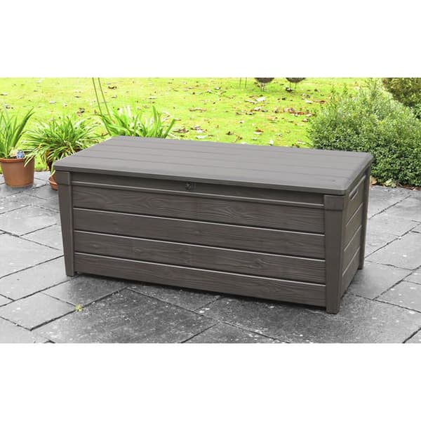 Keter Brightwood förvaringslåda i plast, hållbar och väderbeständig, Brun - 454L - 145x69.7x60.3 cm
