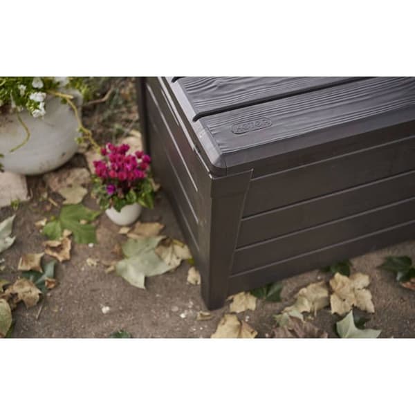 Keter Brightwood förvaringslåda i plast, hållbar och väderbeständig, Brun - 454L - 145x69.7x60.3 cm