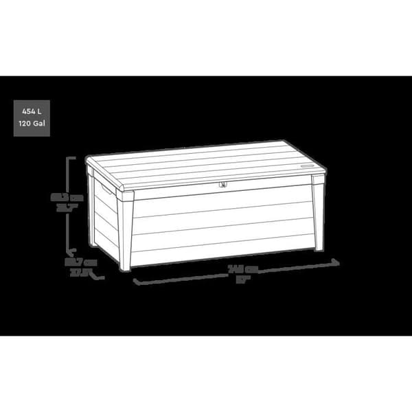 Keter Brightwood förvaringslåda i plast, hållbar och väderbeständig, Brun - 454L - 145x69.7x60.3 cm