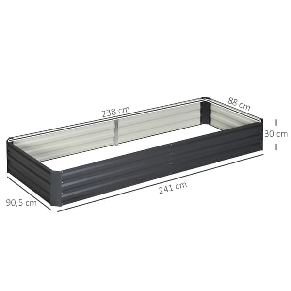 Rootz Steel -korotettu sänky - Puutarhan istutuskone - Kasvissänky - Ruosteenkestävä - Rikkakasvien torjunta - Helppo koota - 241 cm x 90,5 cm x 30 cm