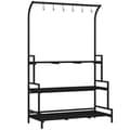 Pikkukuva 1 / 10: Rootz 3 -tasoinen kukkateline - Kasvien esittelyhylly - Puutarhan kasviteline - Sisä- ja ulkokäyttöön - Metallirunko - 170H x 110L x 50W cm - Musta
