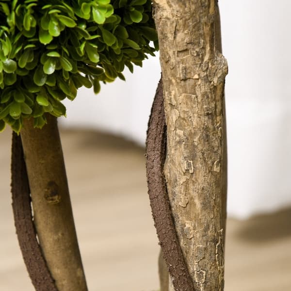 Rootz kunstig buksbomplante - Imiteret busk - Falsk topiary - Realistisk udseende - Nul vedligeholdelse - Holdbar plast - 90 cm total højde - Ø18 cm,
