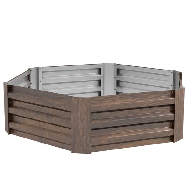 Rootz Højbed Haveseng - Urtebed - Grøntsagsplantekasse - Vejrbestandig - Galvaniseret stål - 113cm x 98cm x 30cm - Mørkebrun