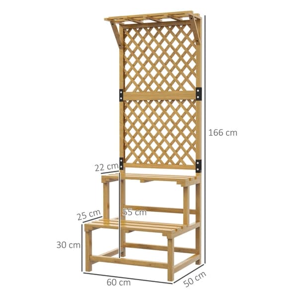 Rootz Plantestativ i to niveauer - Havehylde - Blomsterudstilling - Grantræ - 60W x 50D x 166H cm