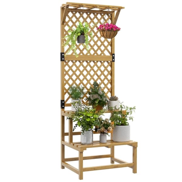 Rootz Plantestativ i to niveauer - Havehylde - Blomsterudstilling - Grantræ - 60W x 50D x 166H cm