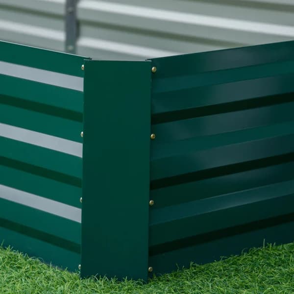 Rootz metallikorotettu puutarhasänky - Istutuslaatikko - Ulkoistutuskoneet - Kasvavat kukat - Yrtit - Helppo koota - Vihreä - 95L x 90,5W x 29,8K cm