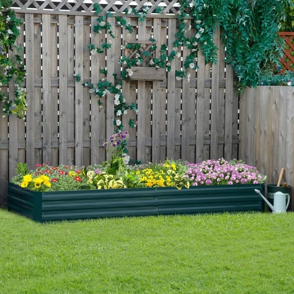 Rootz metallikorotettu puutarhasänky - Istutuslaatikko - Ulkoistutuskoneet - Kasvavat kukat - Yrtit - Helppo koota - Vihreä - 95L x 90,5W x 29,8K cm