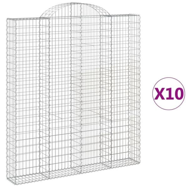 vidaXL buede gabionkurve 10 stk. 200x30x220/240 cm galvaniseret jern