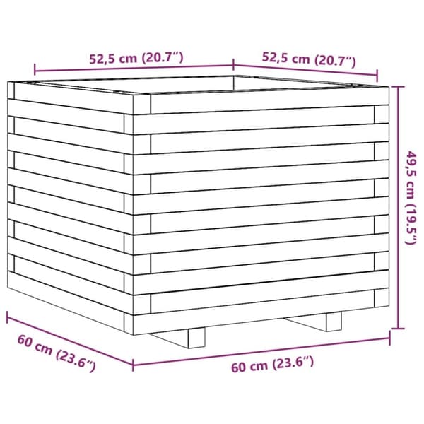 vidaXL plantekasse 60x60x49,5 cm massivt fyrretræ hvid