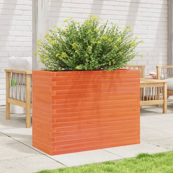 vidaXL plantekasse 90x40x68,5 cm massivt fyrretræ gyldenbrun