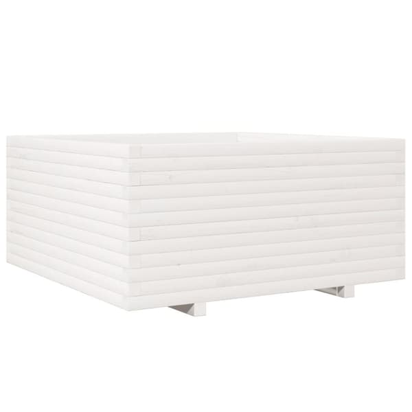vidaXL plantekasse 100x100x49,5 cm massivt fyrretræ hvid