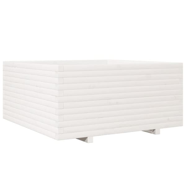 vidaXL plantekasse 100x100x49,5 cm massivt fyrretræ hvid