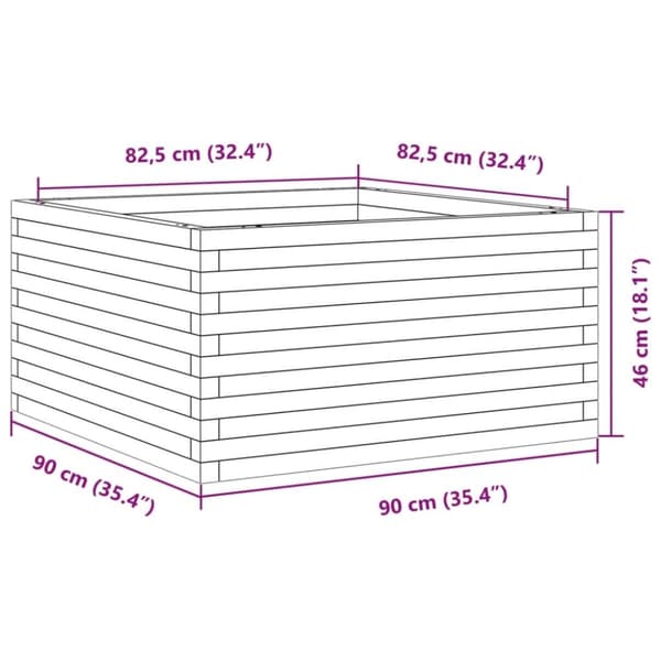 vidaXL plantekasse 90x90x46 cm massivt fyrretræ gyldenbrun