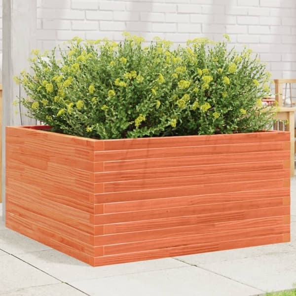vidaXL plantekasse 90x90x46 cm massivt fyrretræ gyldenbrun