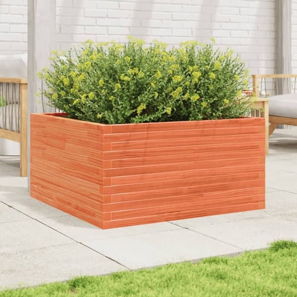vidaXL plantekasse 90x90x46 cm massivt fyrretræ gyldenbrun